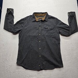CQR Workwear Utility Flannel Button Down Shirt Gray Mens Large Tall‎
